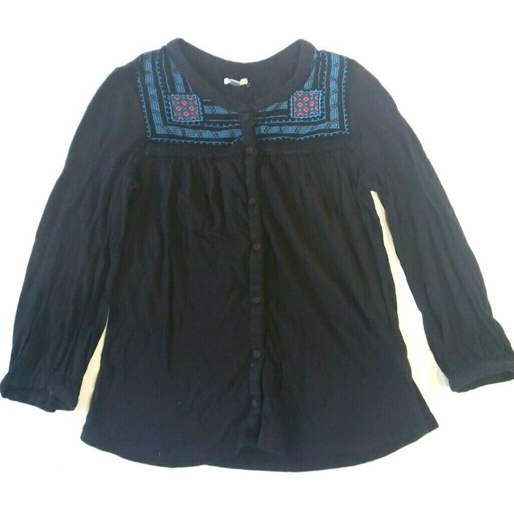 Ecote Women's XS Black Blue Aztec Boho Pri…